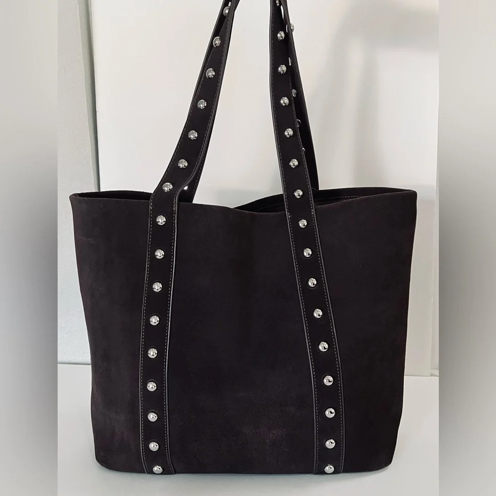 Evereve Sloane Studded Suede Leather Tote Bag NWT - Picture 8 of 14
